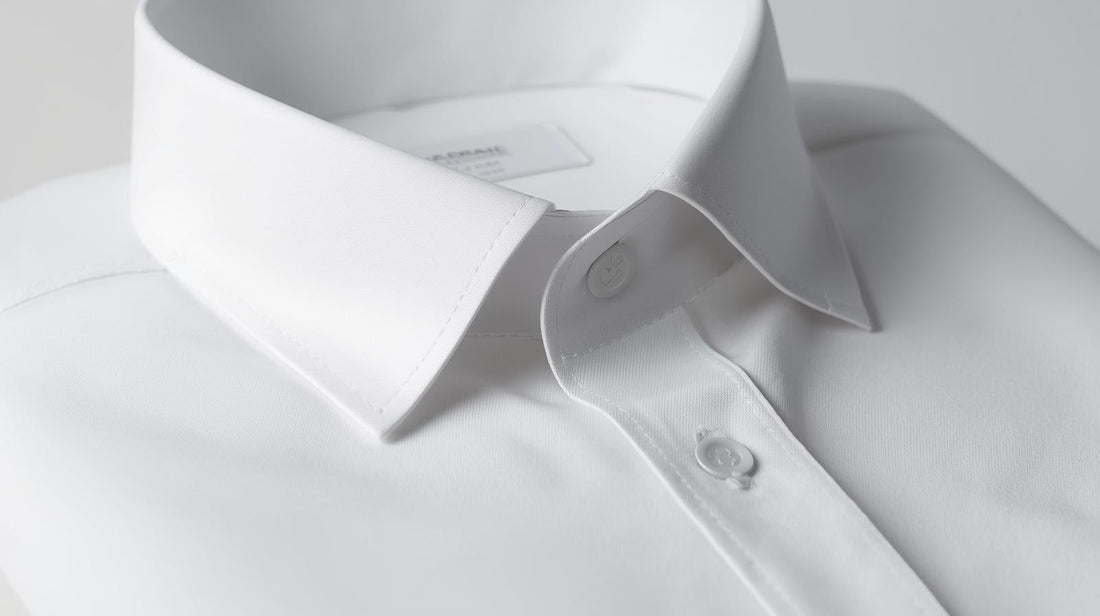 white folded shirt with a clean collar
