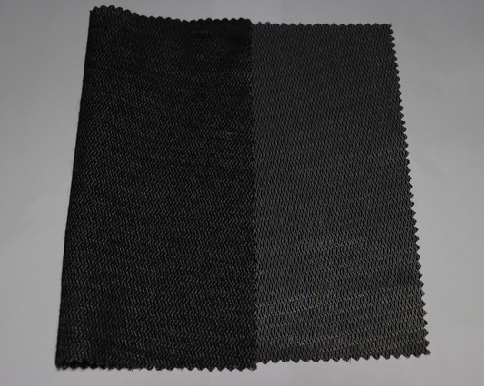 black colour men's coat interlining sample on a white background