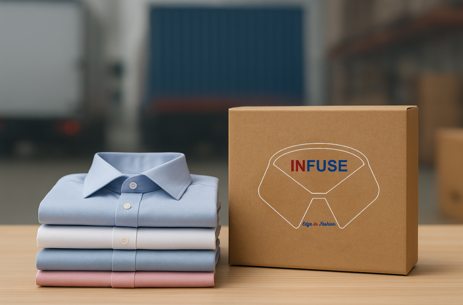 shirt with interlinings and packaging box