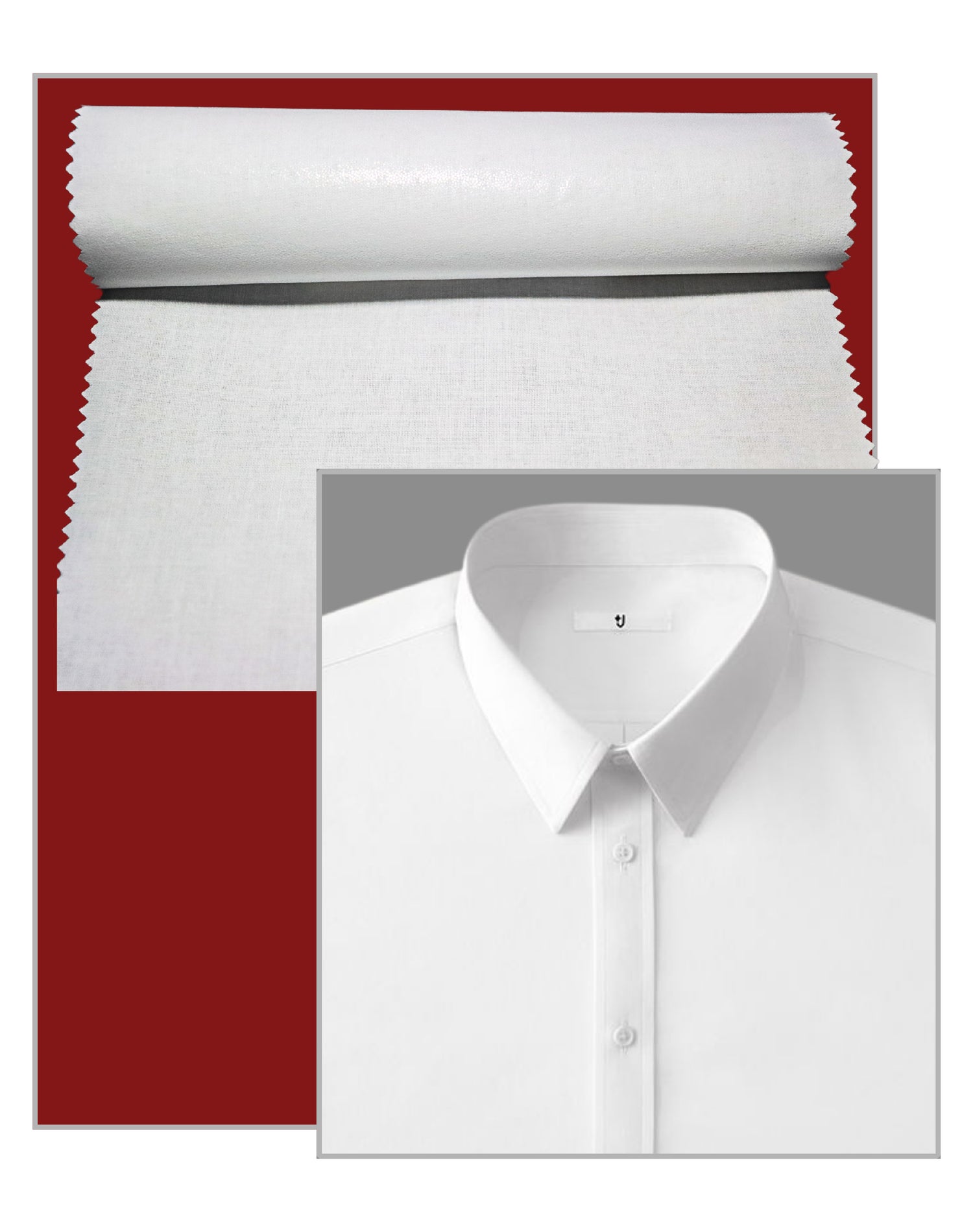 shirt and shirt interlining roll on red background